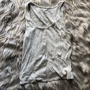 American eagle grey button crop top